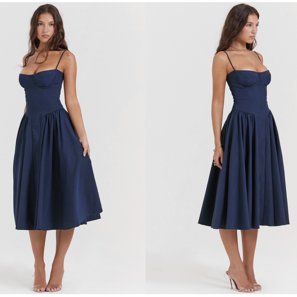 HOUSE OF CB 'Samaria' French Navy Corset Sundress size S